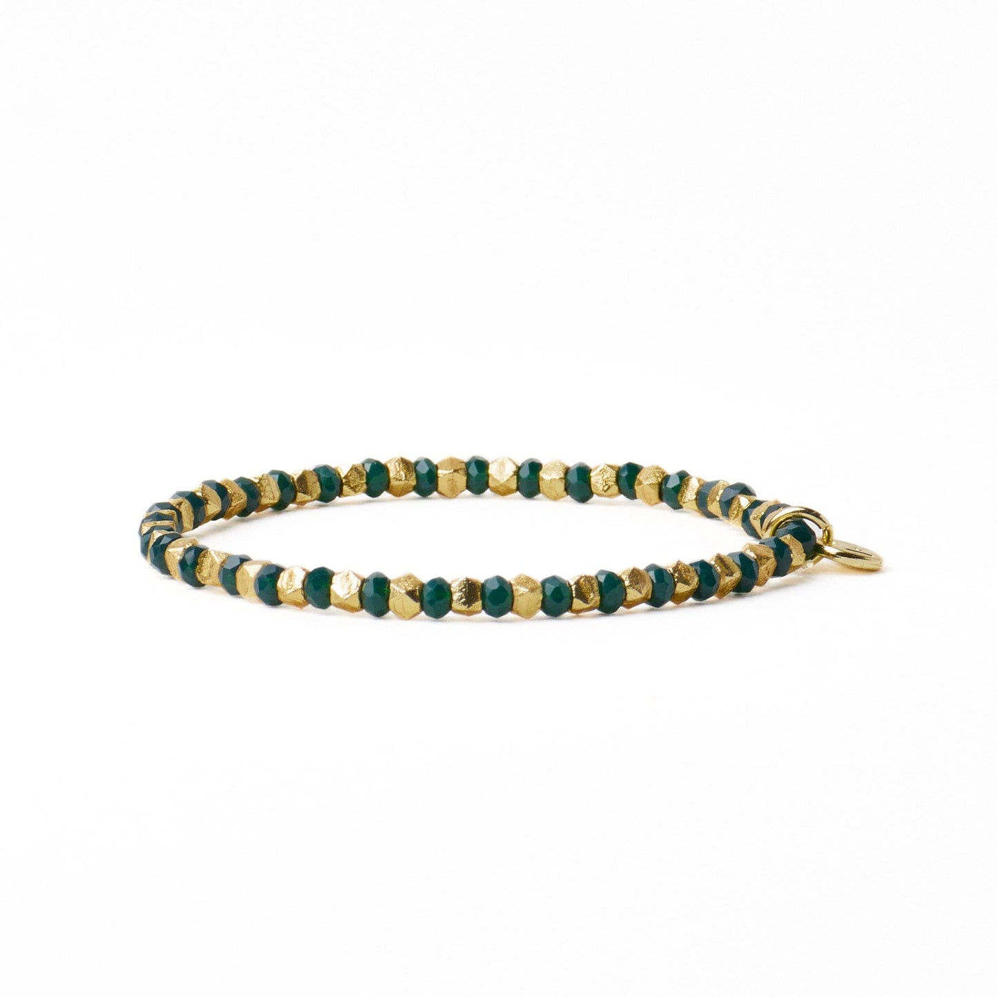 Louise Crystal Stretch Bracelet Kelly Green + Gold Stretch