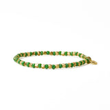 Louise Crystal Stretch Bracelet Kelly Green + Gold Stretch