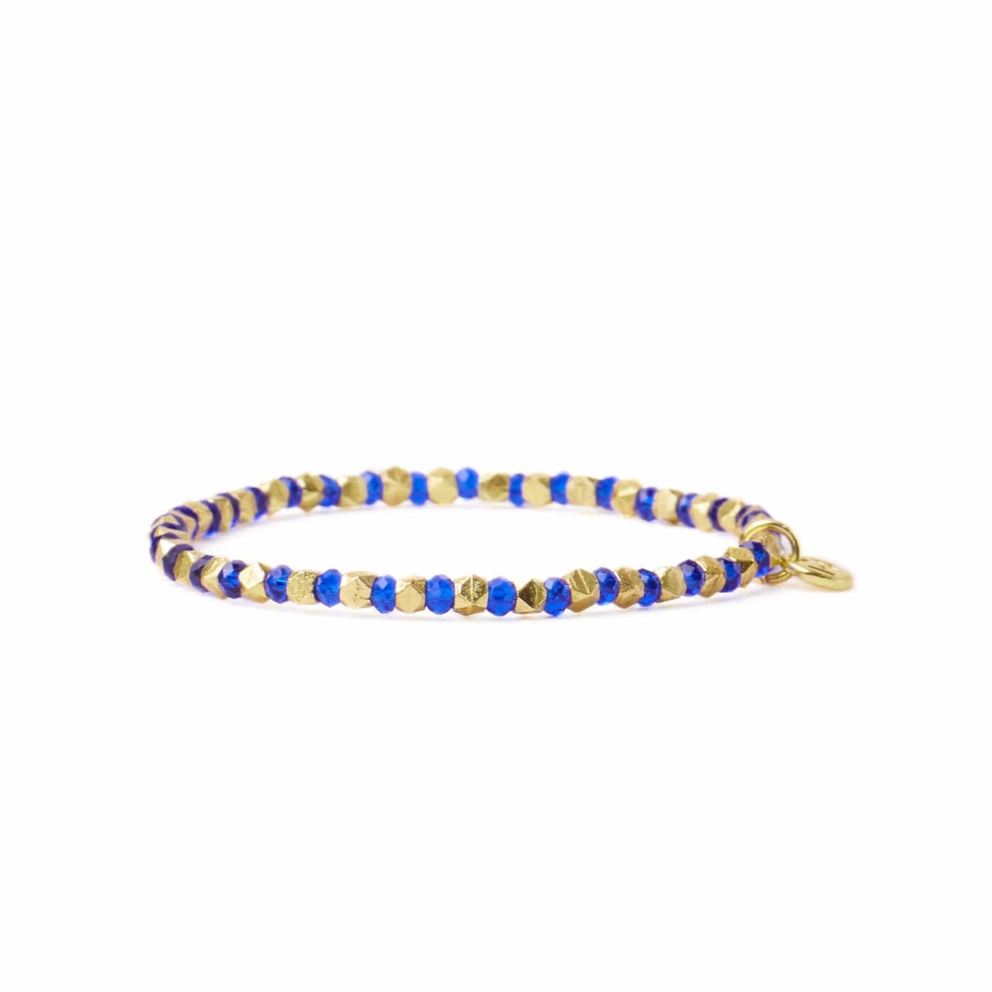 Louise Crystal Stretch Bracelet Lapis + Gold Stretch