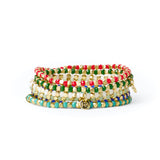 Louise Crystal Stretch Bracelet Mint + Gold Stretch