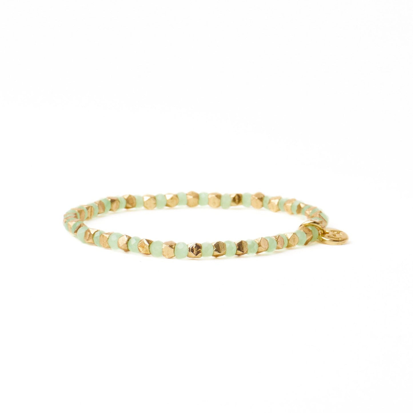 Louise Crystal Stretch Bracelet Mint + Gold Stretch