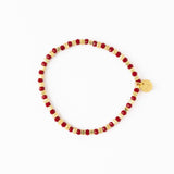 Louise Crystal Stretch Bracelet Red + Gold Stretch