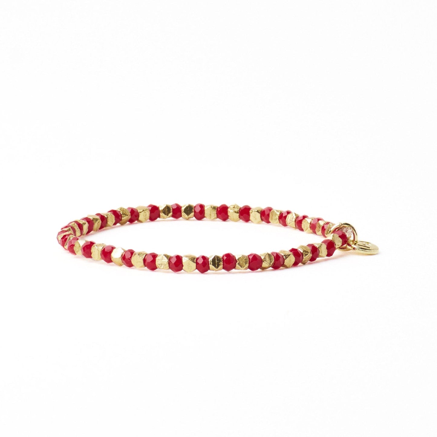 Louise Crystal Stretch Bracelet Red + Gold Stretch