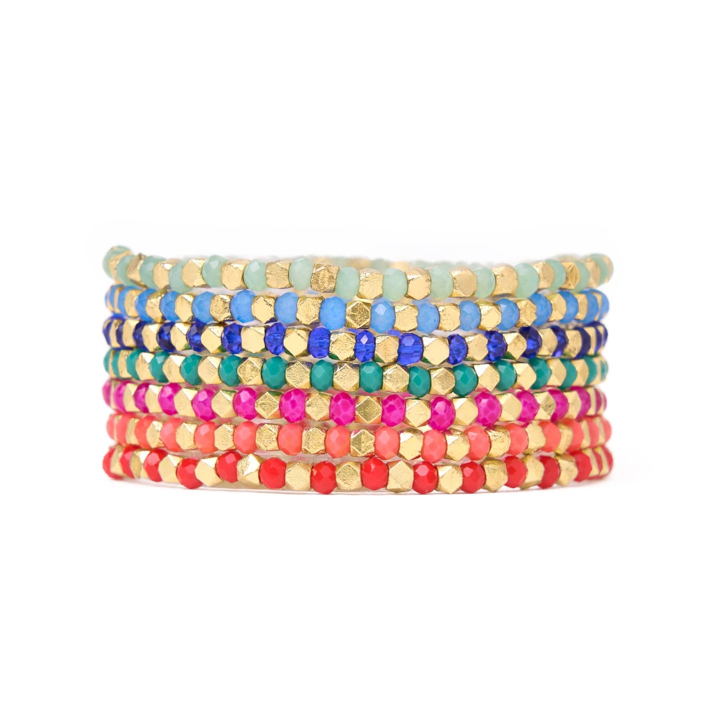 Louise Crystal Stretch Bracelet Stack of 7 Bracelet