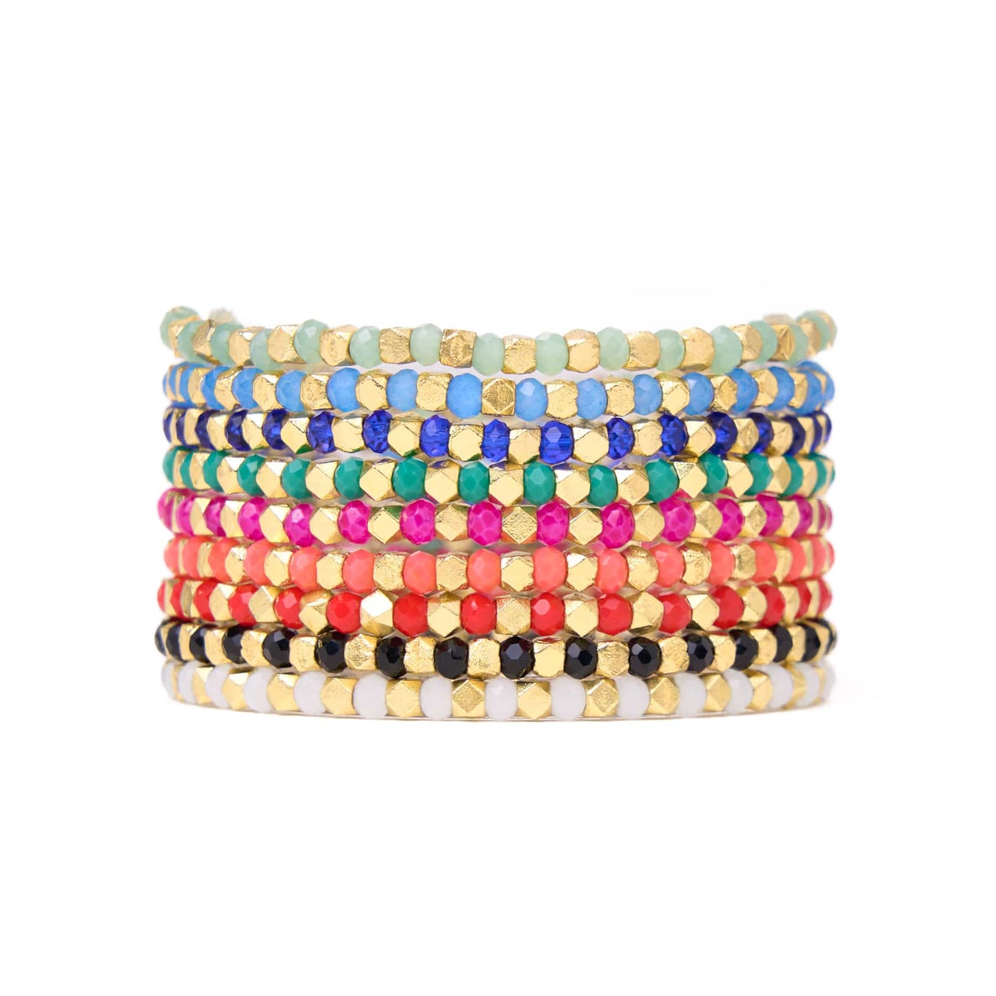 Louise Crystal Stretch Bracelet Stack of 9 Bracelet