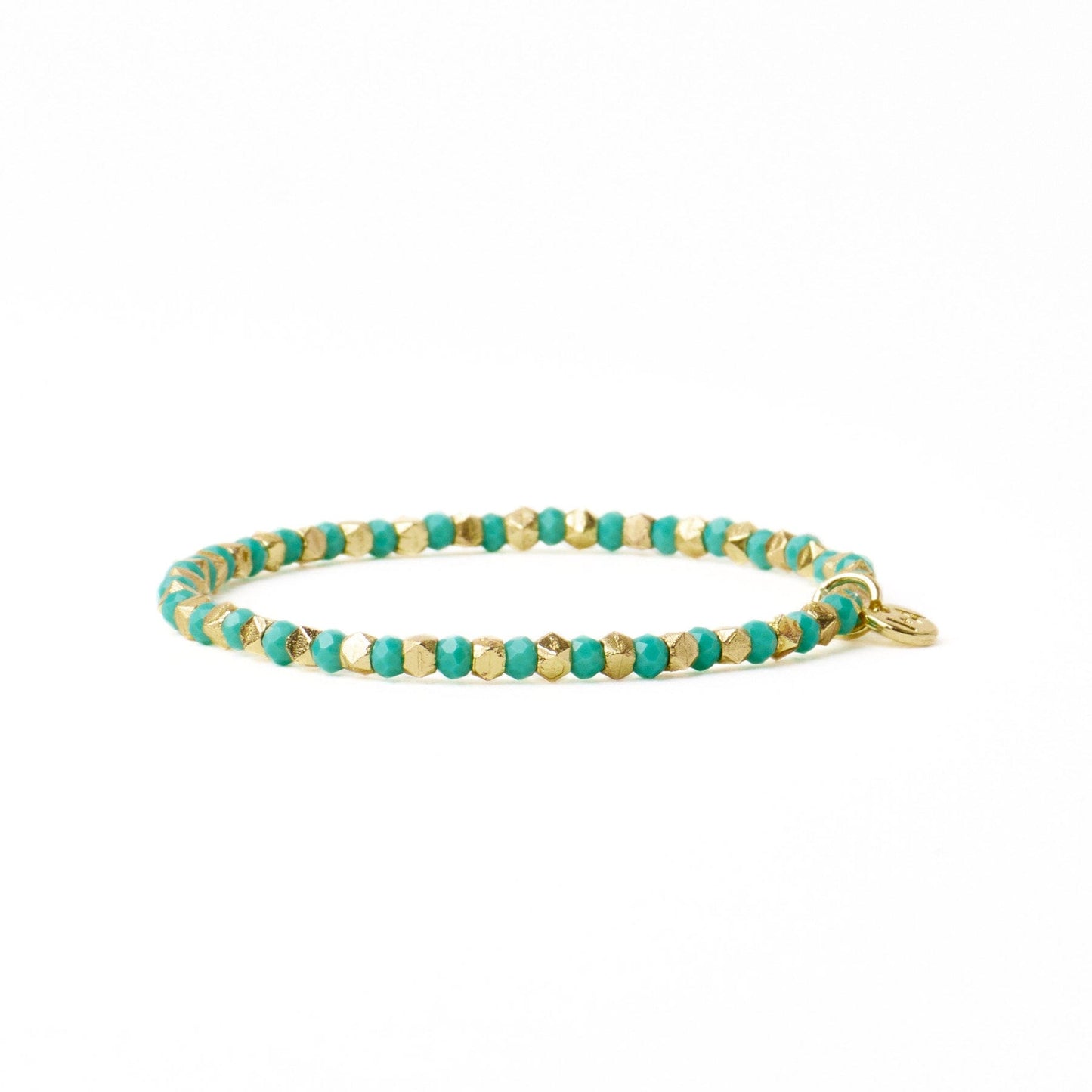 Louise Crystal Stretch Bracelet Teal + Gold Stretch