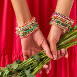 Louise Crystal Stretch Bracelet Tomato + Gold Stretch