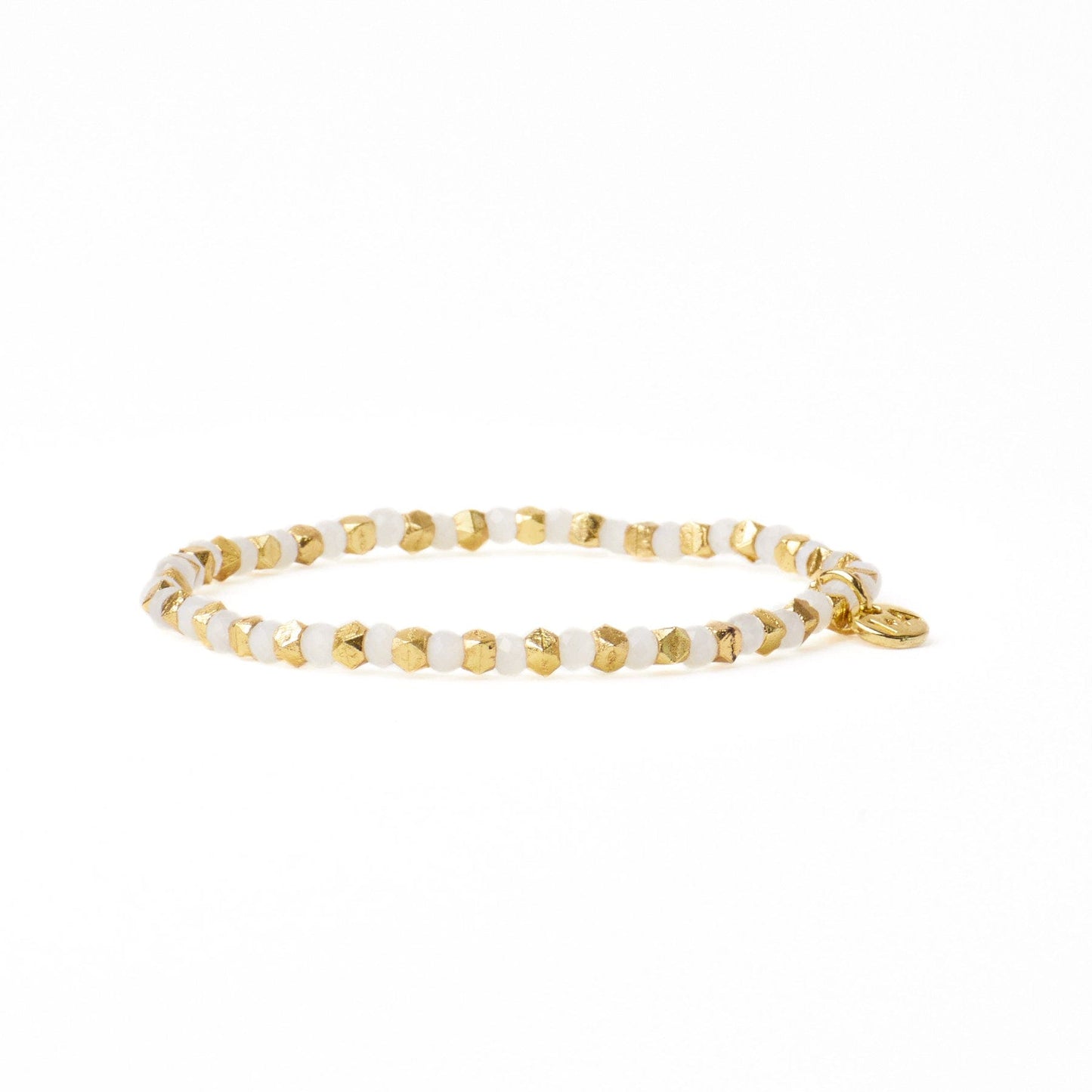 Louise Crystal Stretch Bracelet White + Gold Stretch