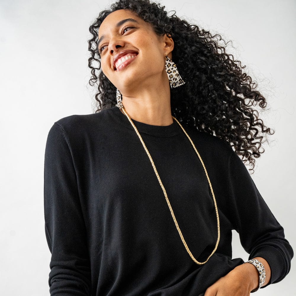 Lucille Long Necklace Brass Single Strand