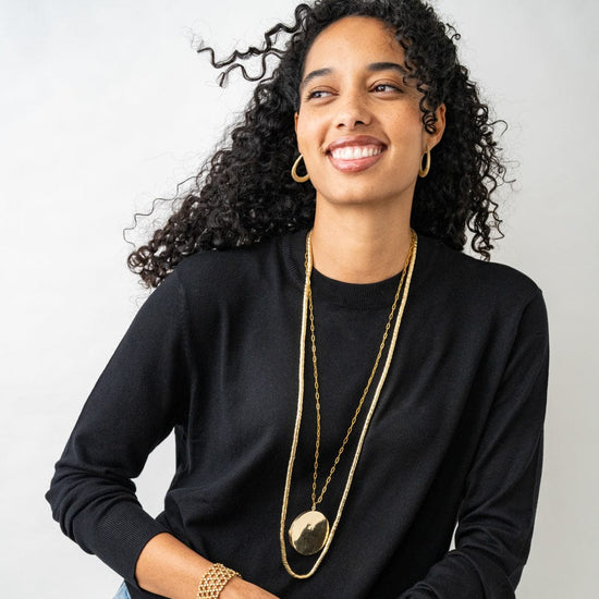 Lucille Long Necklace Brass Single Strand