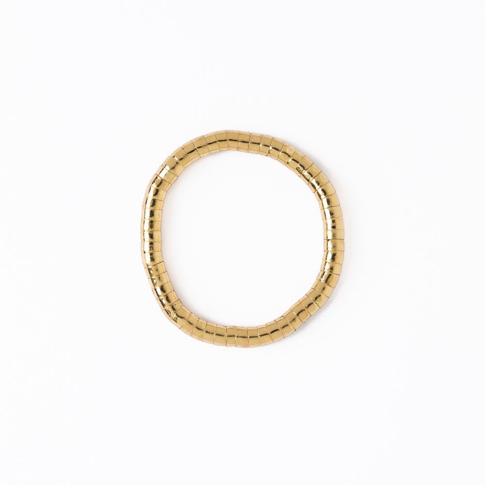 Lucille Round Bead Stretch Bracelet Brass Stretch