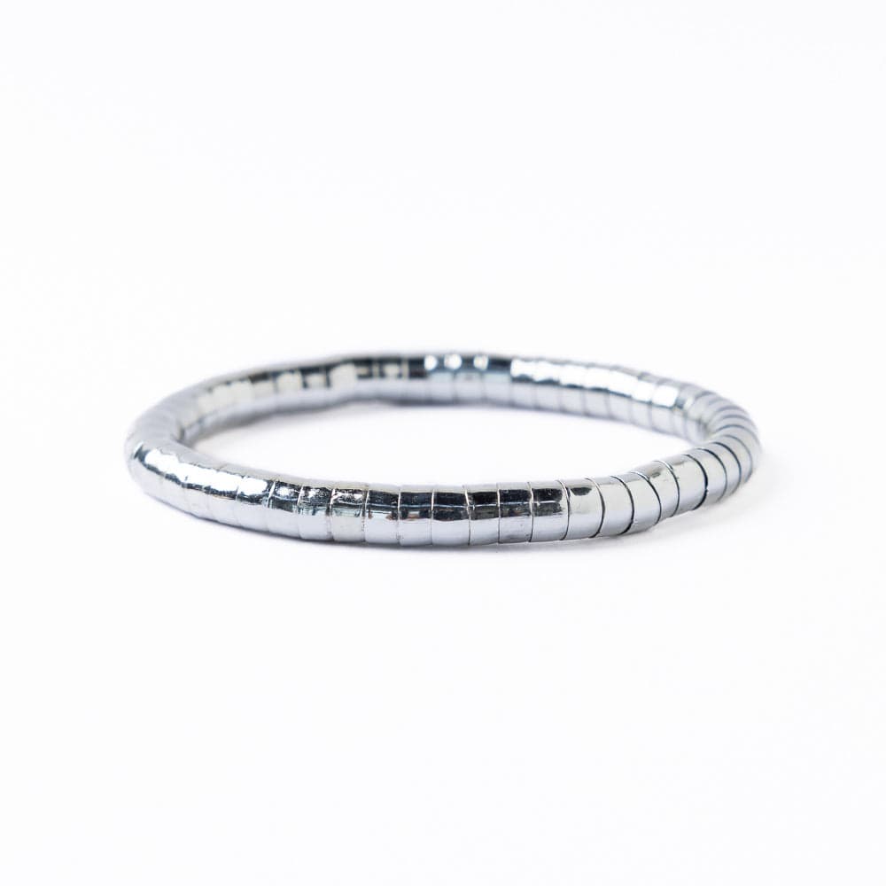 Lucille Round Bead Stretch Bracelet Silver Stretch