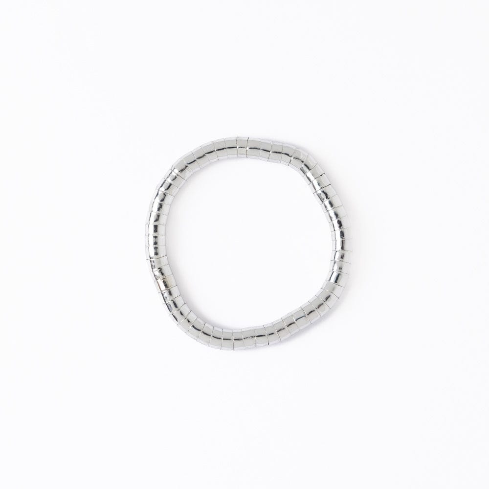 Lucille Round Bead Stretch Bracelet Silver Stretch