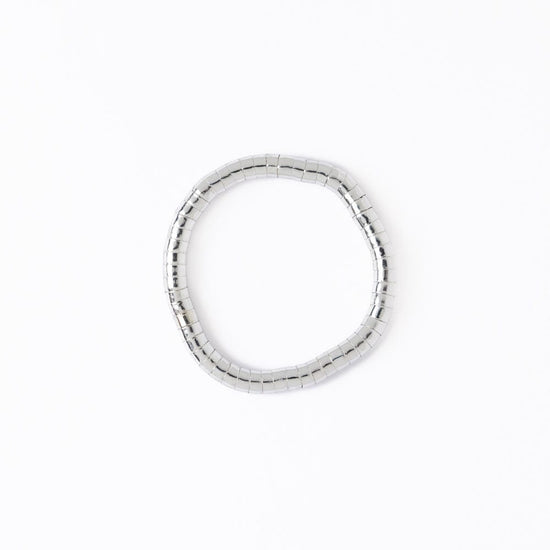 Lucille Round Bead Stretch Bracelet Silver Stretch