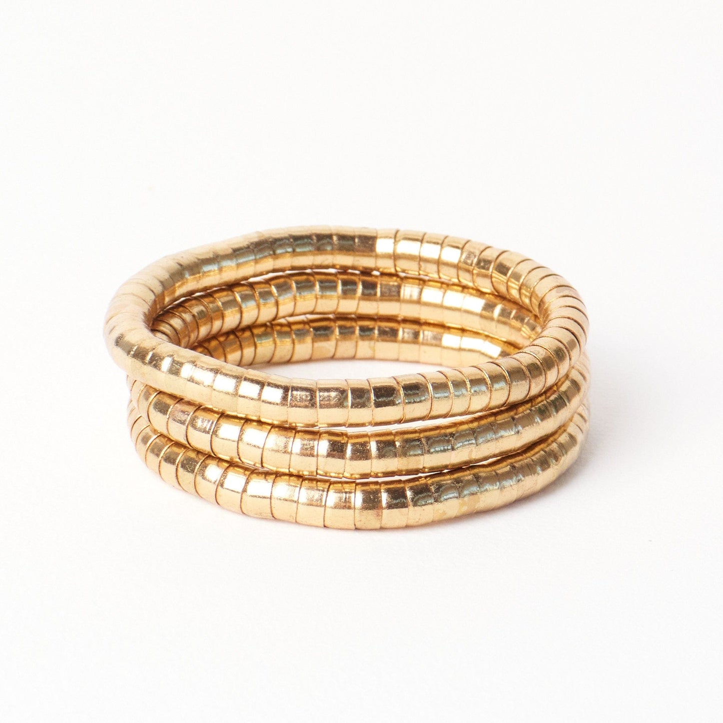 Lucille Round Bead Stretch Bracelets Brass Set of 3 Bracelet