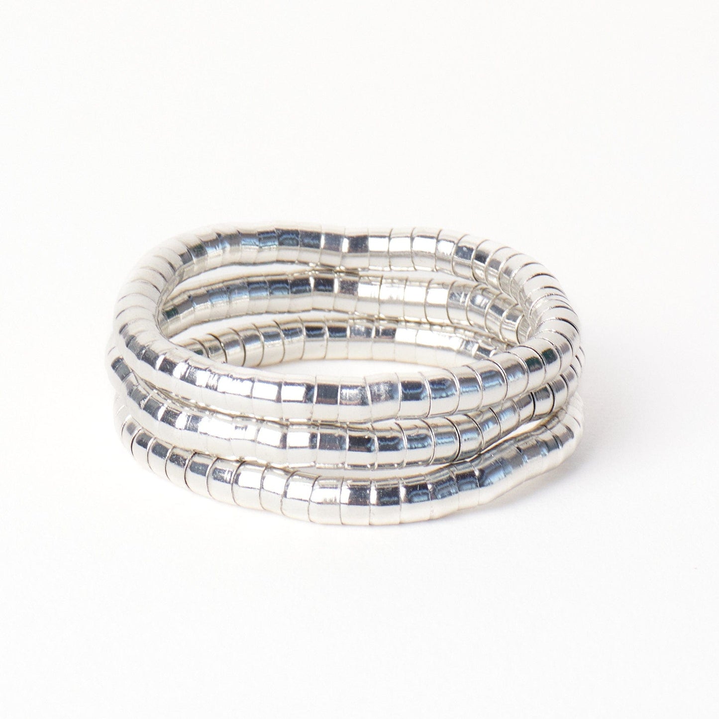 Lucille Round Bead Stretch Bracelets Silver Set of 3 Bracelet