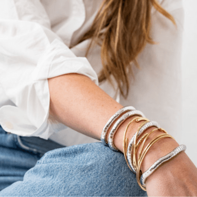 Lucille Round Bead Stretch Bracelets Silver Set of 3 Bracelet