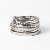 Lucille Round + Square Bead Stretch Bracelets Silver Set of 5 Bracelet
