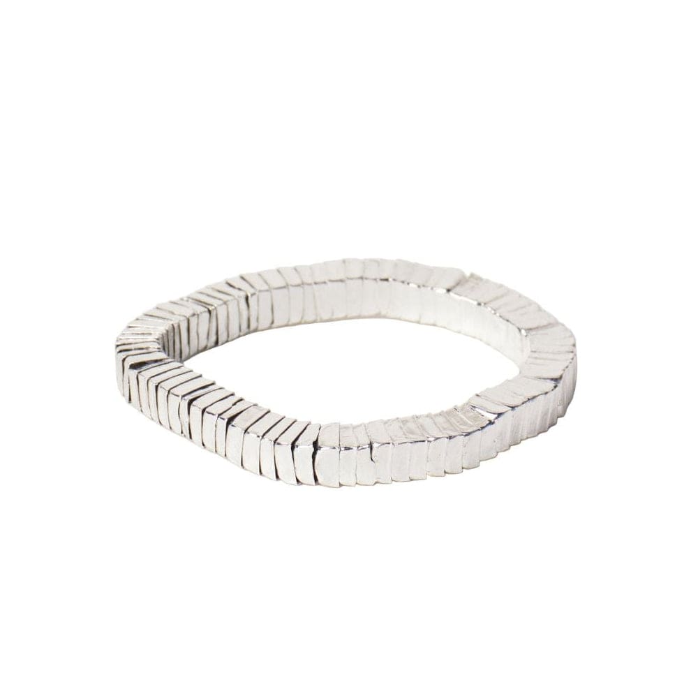 Lucille Square Bead Stretch Bracelet Silver Stretch