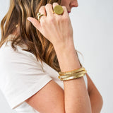 Lucille Square Bead Stretch Bracelet Stack Brass Set of 3 Bracelet