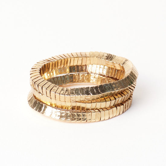 Lucille Square Bead Stretch Bracelets Brass Set of 3 Bracelet