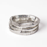 Lucille Square Bead Stretch Bracelets Silver Set of 3 Bracelet
