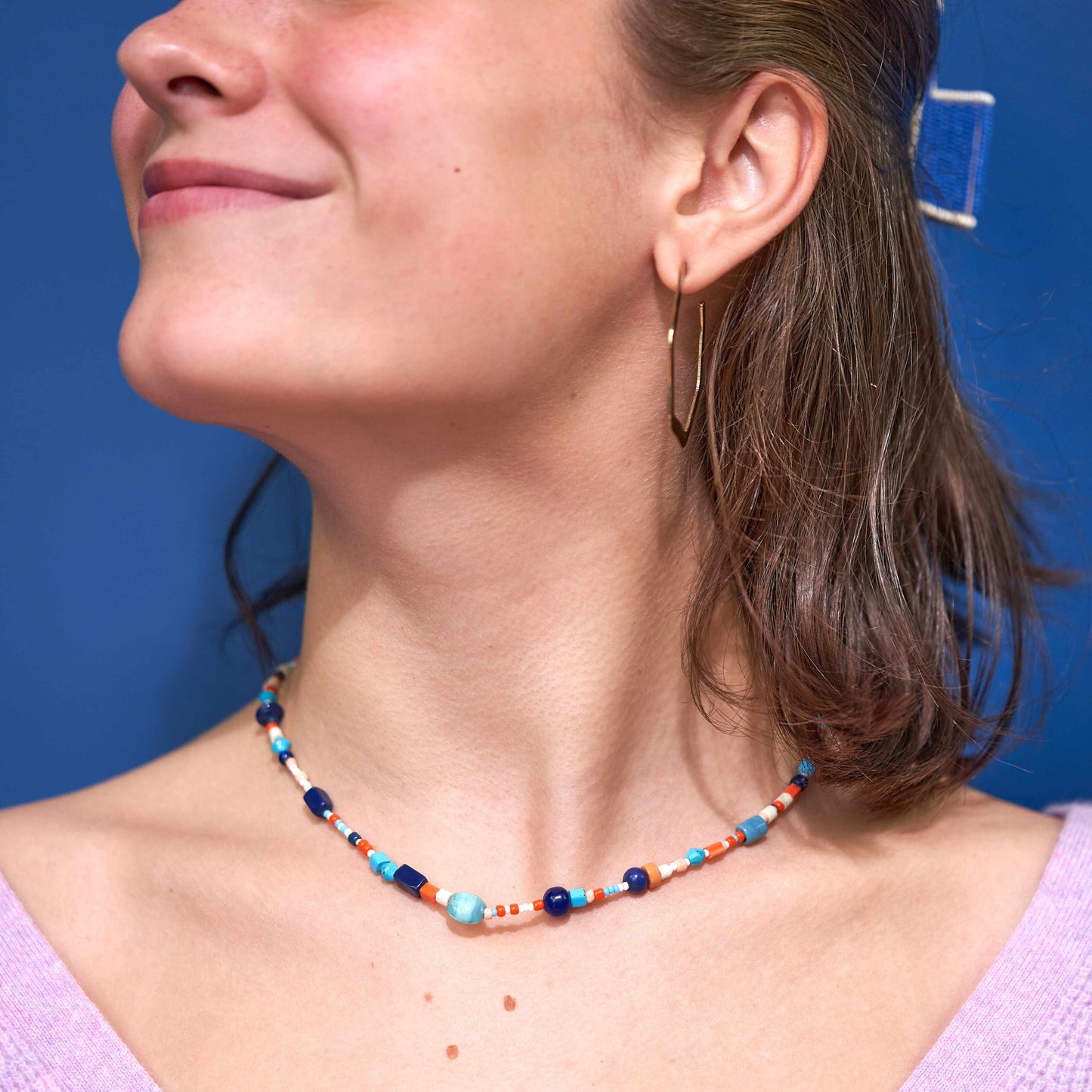 Short Beaded Necklace- White Rainbow – Josephine Alexander Collective