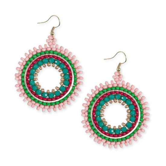 Load image into Gallery viewer, Lulu Circles Beaded Earrings Light Pink Earrings
