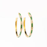 Lulu Hoop Earring Brass With Chanel Of Seed Bead Kelly Green Hoops
