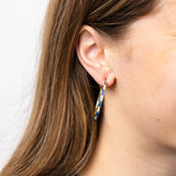Lulu Hoop Earring Brass With Chanel Of Seed Bead Navy Hoops