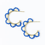 Luna Beaded Scallop Gold Hoop Lapis Blue Hoops