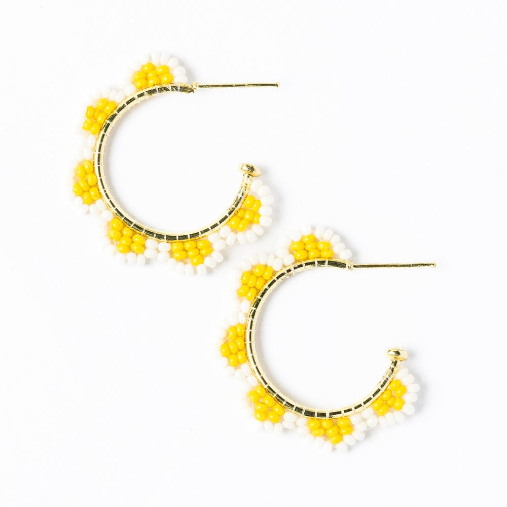 Luna Beaded Scallop Gold Hoop Lemon Hoops