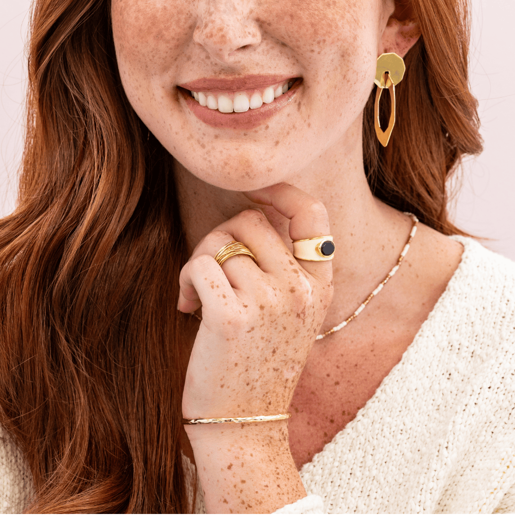 Lydia Hammered Brass Thin Cuff Bracelet Bracelet