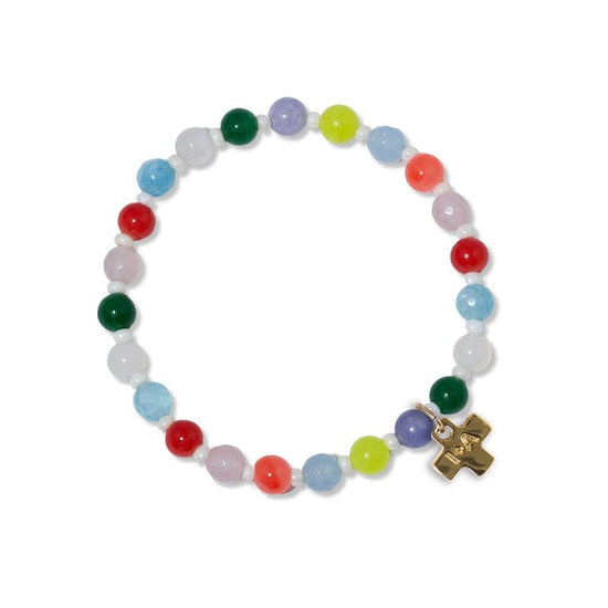 Mabel Round Stones With Alternating Seed Bead Stretch Bracelet Multicolor