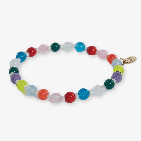 Mabel Round Stones With Alternating Seed Bead Stretch Bracelet Multicolor