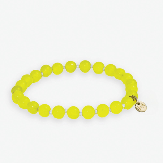 Mabel Round Stones With Alternating Seed Bead Stretch Bracelet Yellow Stretch