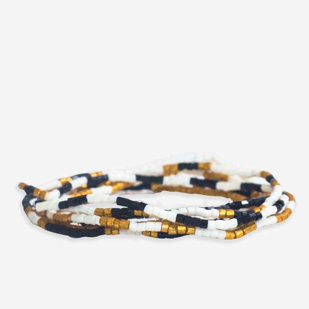 Macy Six Strands Luxe Beaded Bracelet Set Black