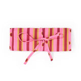 Maddie Jewelry Roll Camel + Pink Stripes With Dot Trim + Lining Jewelry Roll