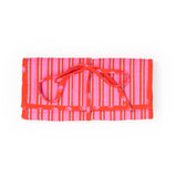 Maddie Jewelry Roll Hot Pink + Orange Stripes With Dot Trim + Lining Jewelry Roll
