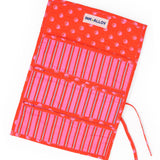 Maddie Jewelry Roll Hot Pink + Orange Stripes With Dot Trim + Lining Jewelry Roll