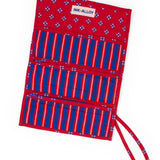 Maddie Jewelry Roll Navy + Red Stripes With Dot Trim + Lining Jewelry Roll