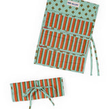 Maddie Jewelry Roll Sage + Rust Stripes With Dot Trim + Lining Jewelry Roll