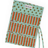 Maddie Jewelry Roll Sage + Rust Stripes With Dot Trim + Lining Jewelry Roll