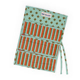 Maddie Jewelry Roll Sage + Rust Stripes With Dot Trim + Lining Jewelry Roll