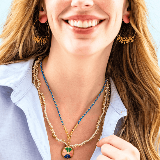 Madelyn Botanical Leaves Thin Circle Hoop Earrings Brass Hoops