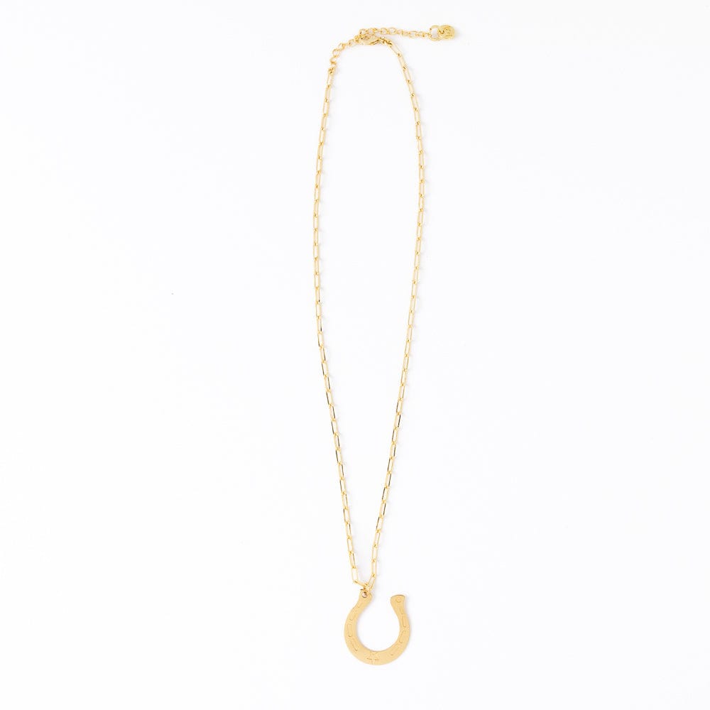 Madison Large Horseshoe Pendant Necklace Brass Pendant