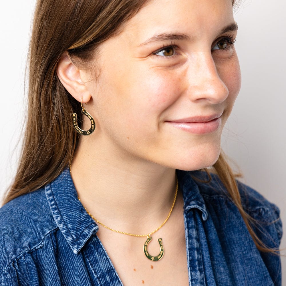 Madison Large Horseshoe Pendant Necklace Brass Pendant