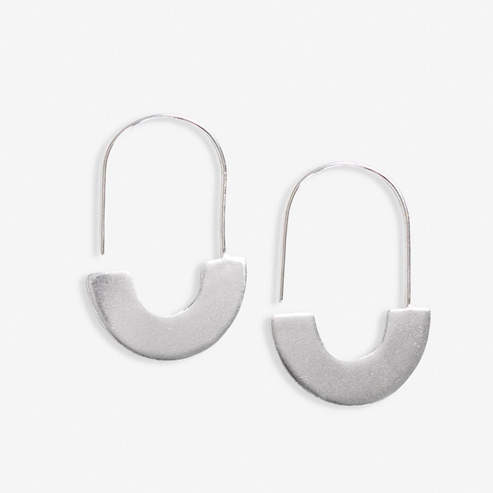 Maggie Half Circles Hoop Earrings Silver