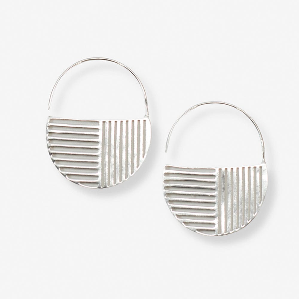 Maggie Opposite Lines Hoop Earrings Silver