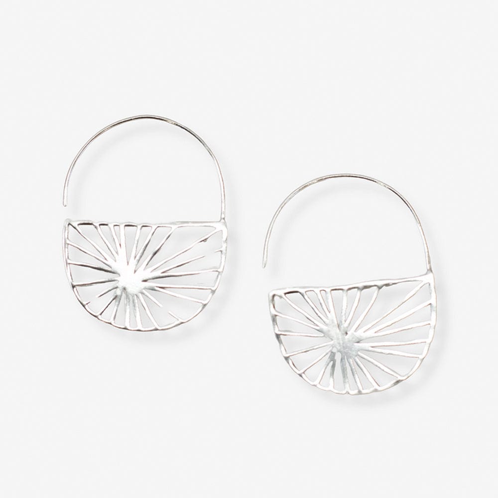 Maggie Sunburst Hoop Earrings Silver